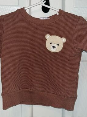 Cozy Brown Bear Patch Pullover Sweatshirt for Kids
